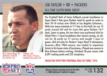 1990-91 Pro Set Super Bowl XXV Silver Anniversary Commemorative #132 Jim Taylor Back