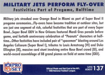 1990-91 Pro Set Super Bowl XXV Silver Anniversary Commemorative #137 Military Jets Perform Fly-Over Back