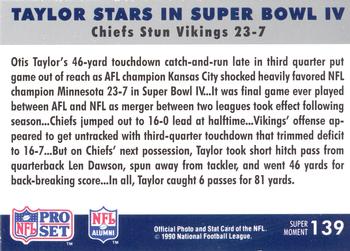 1990-91 Pro Set Super Bowl XXV Silver Anniversary Commemorative #139 Taylor Stars in Super Bowl IV Back