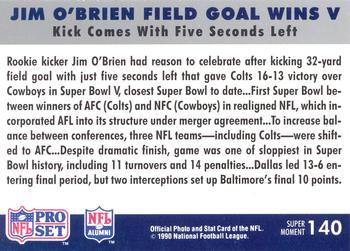 1990-91 Pro Set Super Bowl XXV Silver Anniversary Commemorative #140 Jim O'Brien Field Goal Wins V Back