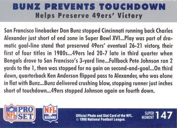 1990-91 Pro Set Super Bowl XXV Silver Anniversary Commemorative #147 Bunz Prevents Touchdown Back