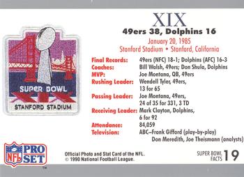 1990-91 Pro Set Super Bowl XXV Silver Anniversary Commemorative #19 SB XIX Ticket Back