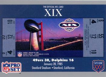 1990-91 Pro Set Super Bowl XXV Silver Anniversary Commemorative #19 SB XIX Ticket Front