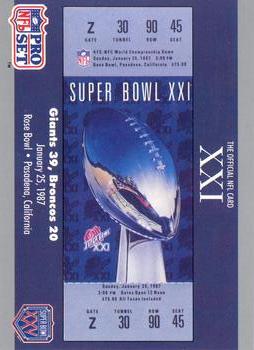 1990-91 Pro Set Super Bowl XXV Silver Anniversary Commemorative #21 SB XXI Ticket Front