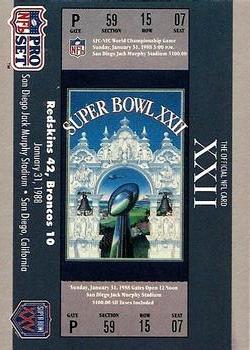 1990-91 Pro Set Super Bowl XXV Silver Anniversary Commemorative #22 SB XXII Ticket Front