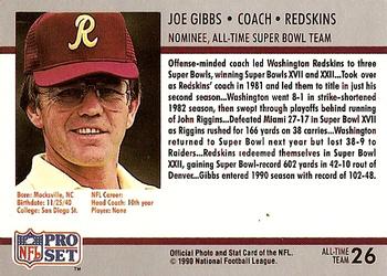 1990-91 Pro Set Super Bowl XXV Silver Anniversary Commemorative #26 Joe Gibbs Back