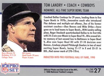1990-91 Pro Set Super Bowl XXV Silver Anniversary Commemorative #27 Tom Landry Back