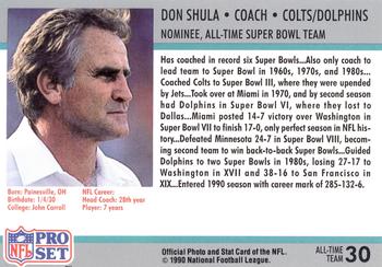 1990-91 Pro Set Super Bowl XXV Silver Anniversary Commemorative #30 Don Shula Back
