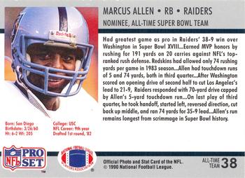1990-91 Pro Set Super Bowl XXV Silver Anniversary Commemorative #38 Marcus Allen Back