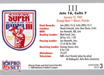 1990-91 Pro Set Super Bowl XXV Silver Anniversary Commemorative #3 SB III Ticket Back