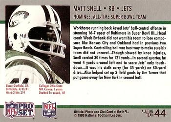 1990-91 Pro Set Super Bowl XXV Silver Anniversary Commemorative #44 Matt Snell Back
