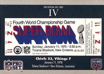 1990-91 Pro Set Super Bowl XXV Silver Anniversary Commemorative #4 SB IV Ticket Front