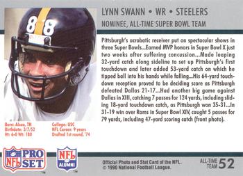 1990-91 Pro Set Super Bowl XXV Silver Anniversary Commemorative #52 Lynn Swann Back