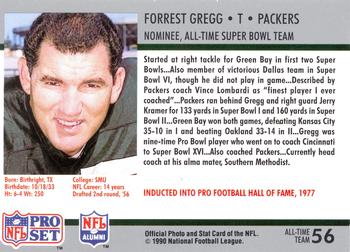 1990-91 Pro Set Super Bowl XXV Silver Anniversary Commemorative #56 Forrest Gregg Back