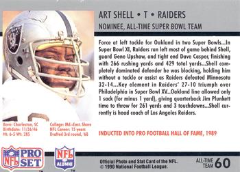 1990-91 Pro Set Super Bowl XXV Silver Anniversary Commemorative #60 Art Shell Back