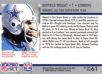 1990-91 Pro Set Super Bowl XXV Silver Anniversary Commemorative #61 Rayfield Wright Back
