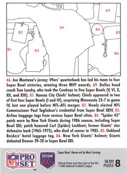 1990-91 Pro Set Super Bowl XXV Silver Anniversary Commemorative #8 SB XXV Puzzle 8 Back