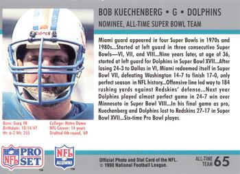 1990-91 Pro Set Super Bowl XXV Silver Anniversary Commemorative #65 Bob Kuechenberg Back