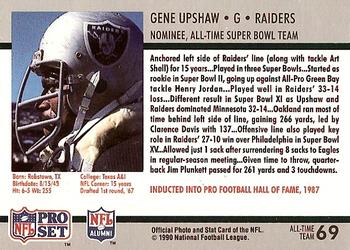 1990-91 Pro Set Super Bowl XXV Silver Anniversary Commemorative #69 Gene Upshaw Back