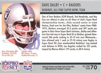 1990-91 Pro Set Super Bowl XXV Silver Anniversary Commemorative #70 Dave Dalby Back