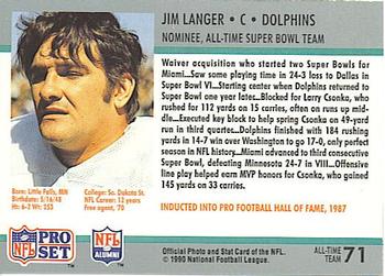 1990-91 Pro Set Super Bowl XXV Silver Anniversary Commemorative #71 Jim Langer Back