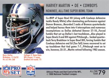 1990-91 Pro Set Super Bowl XXV Silver Anniversary Commemorative #79 Harvey Martin Back