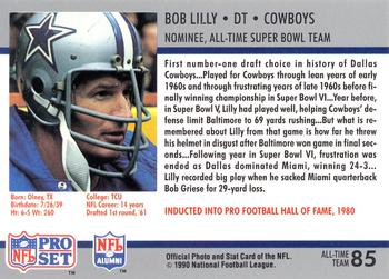1990-91 Pro Set Super Bowl XXV Silver Anniversary Commemorative #85 Bob Lilly Back