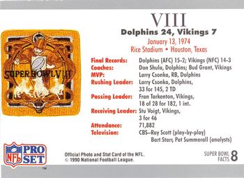 1990-91 Pro Set Super Bowl XXV Silver Anniversary Commemorative #8 SB VIII Ticket Back