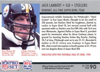 1990-91 Pro Set Super Bowl XXV Silver Anniversary Commemorative #90 Jack Lambert Back