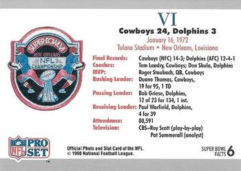 1990-91 Pro Set Super Bowl XXV Silver Anniversary Commemorative #6 SB VI Ticket Back
