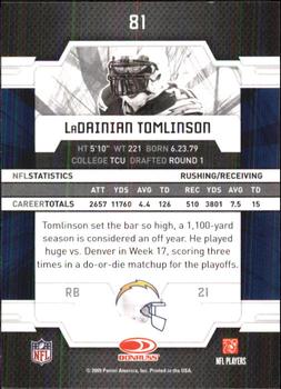 2009 Donruss Elite #81 LaDainian Tomlinson Back