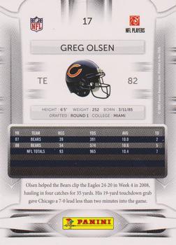 2009 Playoff Prestige #17 Greg Olsen Back