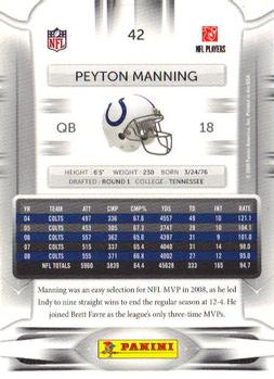 2009 Playoff Prestige #42 Peyton Manning Back