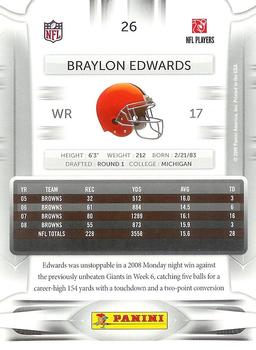 2009 Playoff Prestige #26 Braylon Edwards Back