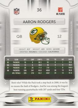 2009 Playoff Prestige #36 Aaron Rodgers Back