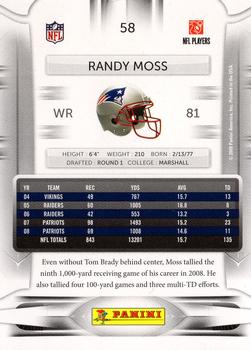 2009 Playoff Prestige #58 Randy Moss Back