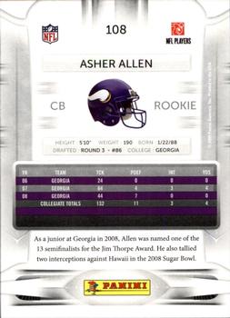 2009 Playoff Prestige #108 Asher Allen Back