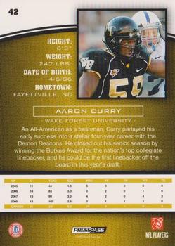 2009 Press Pass #42 Aaron Curry Back