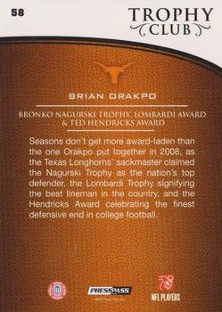 2009 Press Pass #58 Brian Orakpo Back