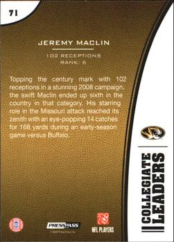 2009 Press Pass #71 Jeremy Maclin Back