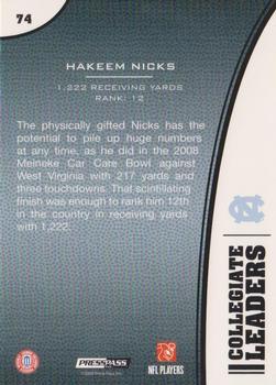 2009 Press Pass #74 Hakeem Nicks Back
