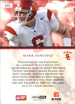 2009 Press Pass #102 Mark Sanchez Back