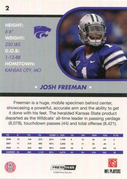 2009 Press Pass SE #2 Josh Freeman Back