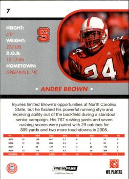 2009 Press Pass SE #7 Andre Brown Back