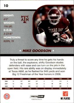 2009 Press Pass SE #10 Mike Goodson Back