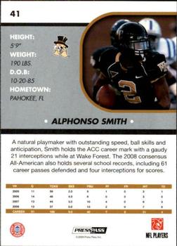 2009 Press Pass SE #41 Alphonso Smith Back