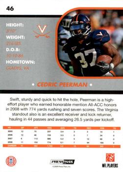 2009 Press Pass SE #46 Cedric Peerman Back