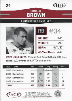 2009 SAGE HIT #34 Donald Brown Back