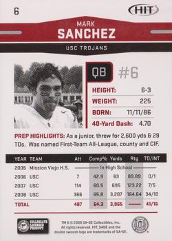 2009 SAGE HIT #6 Mark Sanchez Back
