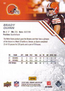 2009 Upper Deck Draft Edition #181 Brady Quinn Back